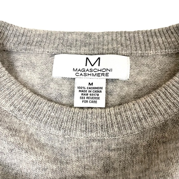 Magaschoni 100% Cashmere Star Knit Gray Sweater Medium - Picture 6 of 10
